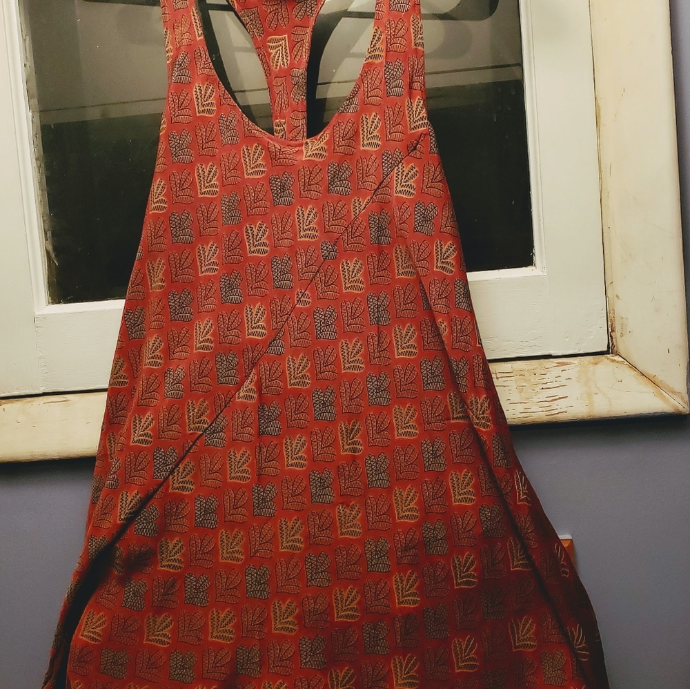 India Boutique silk tunic Rust XL